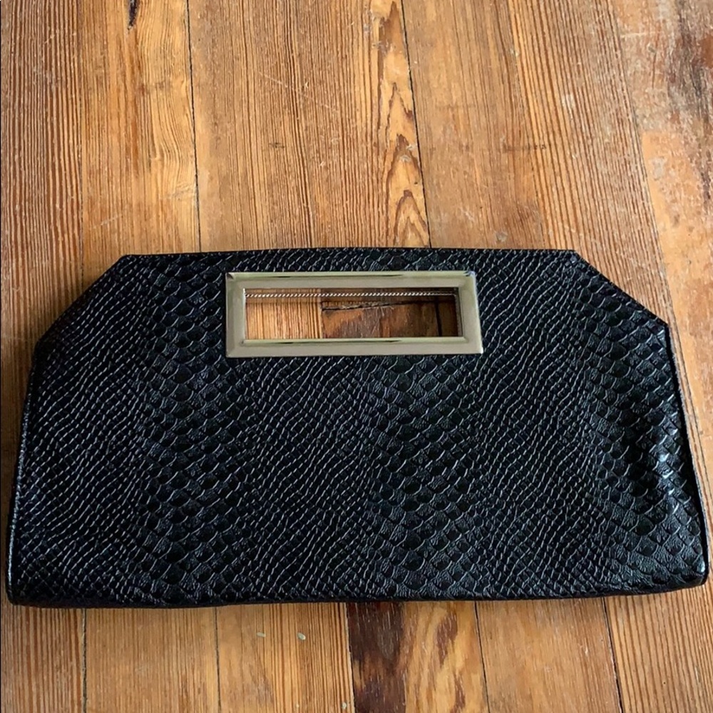Black snakeskin Express clutch